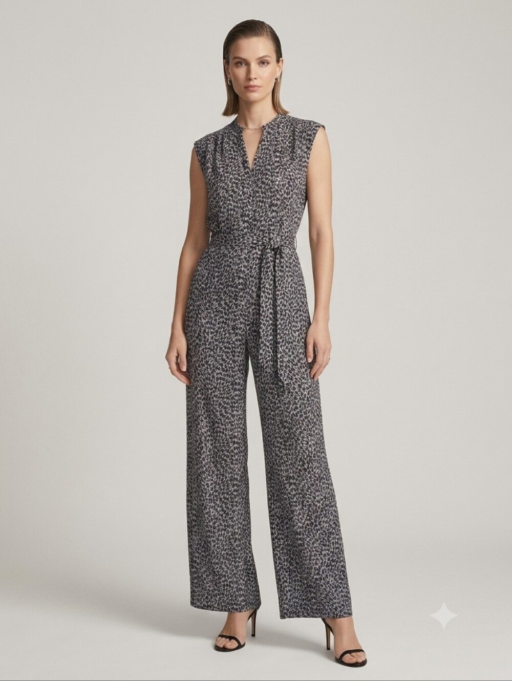 Michael Kors Abstract Animal Jaguar Print Jumpsuit With Belt NEW